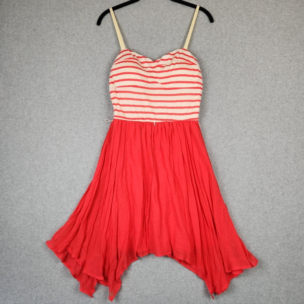 NWT Lily Rose Red Striped Handkerchief Hem Sundress Womens Large Sweetheart Neck